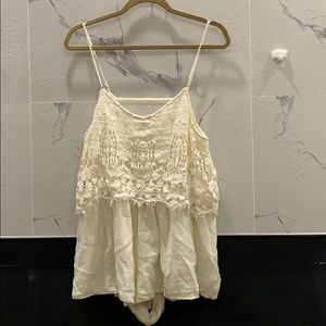 American Eagle White Lace Romper